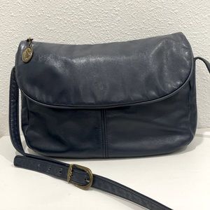 Vintage Stone Mountain Navy Leather Shoulder / Crossbody Bag , Made in USA